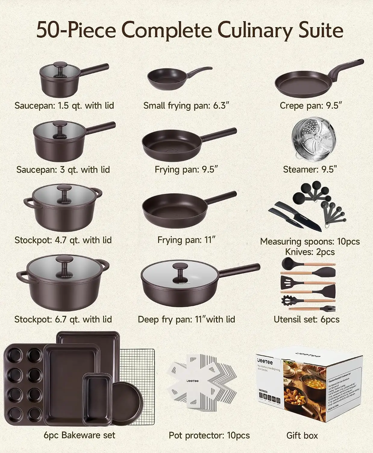ชุดหม้อและกระทะไทเทเนียม 50 ชิ - Home Cooking Cookbook บทวิจารณ์และราคา